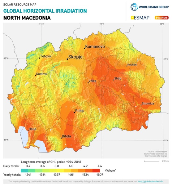 Global Horizontal Irradiation, North Macedonia
